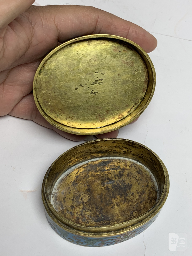 清乾隆 铜胎掐丝珐琅嵌画西洋人物图香盒 - 图8